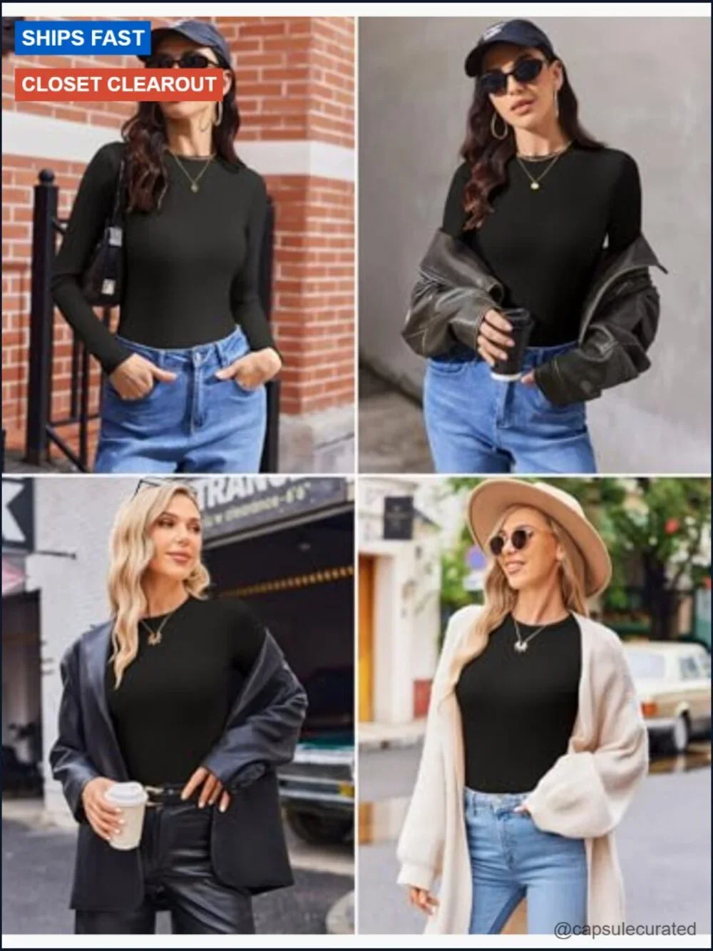 3 Pack Crew Neck Long Sleeve Ribbed Fitted Tops Thermal Undershirts